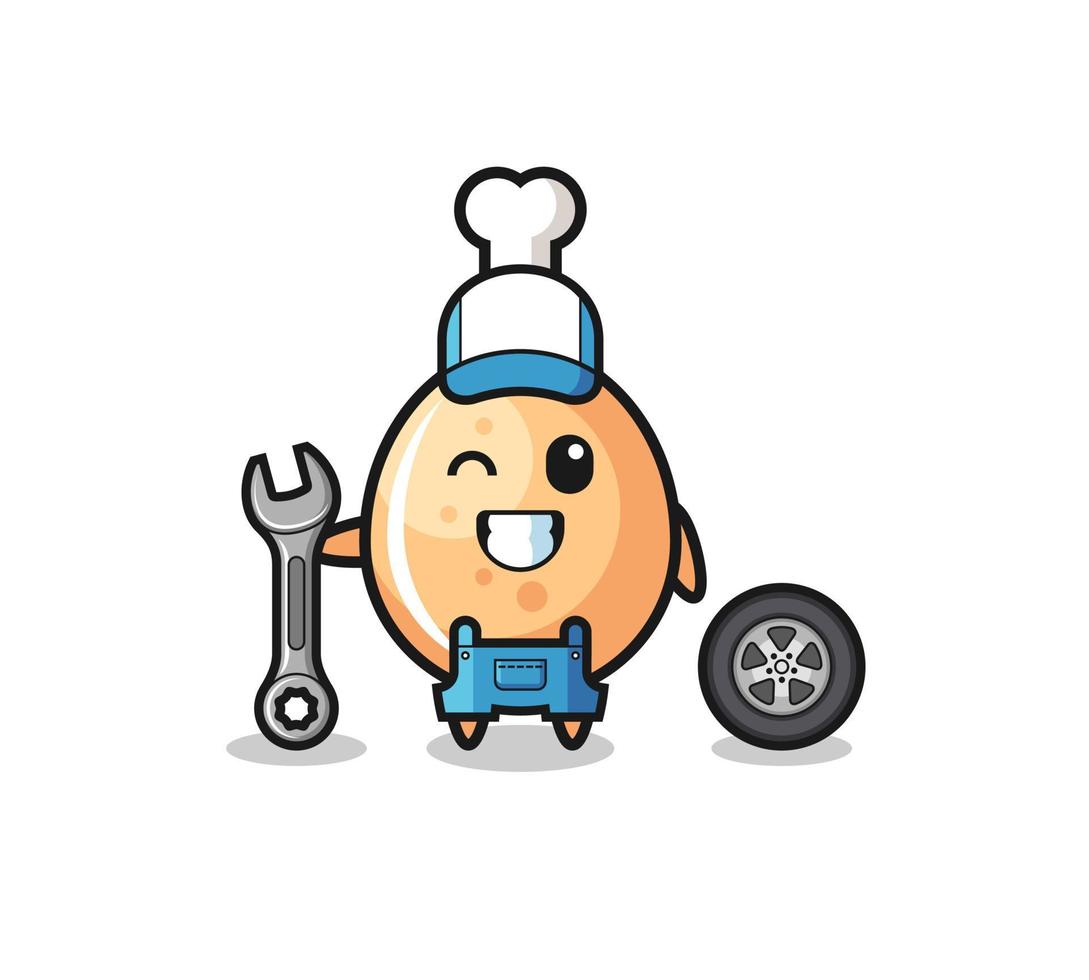 the fried chicken character as a mechanic mascot vector