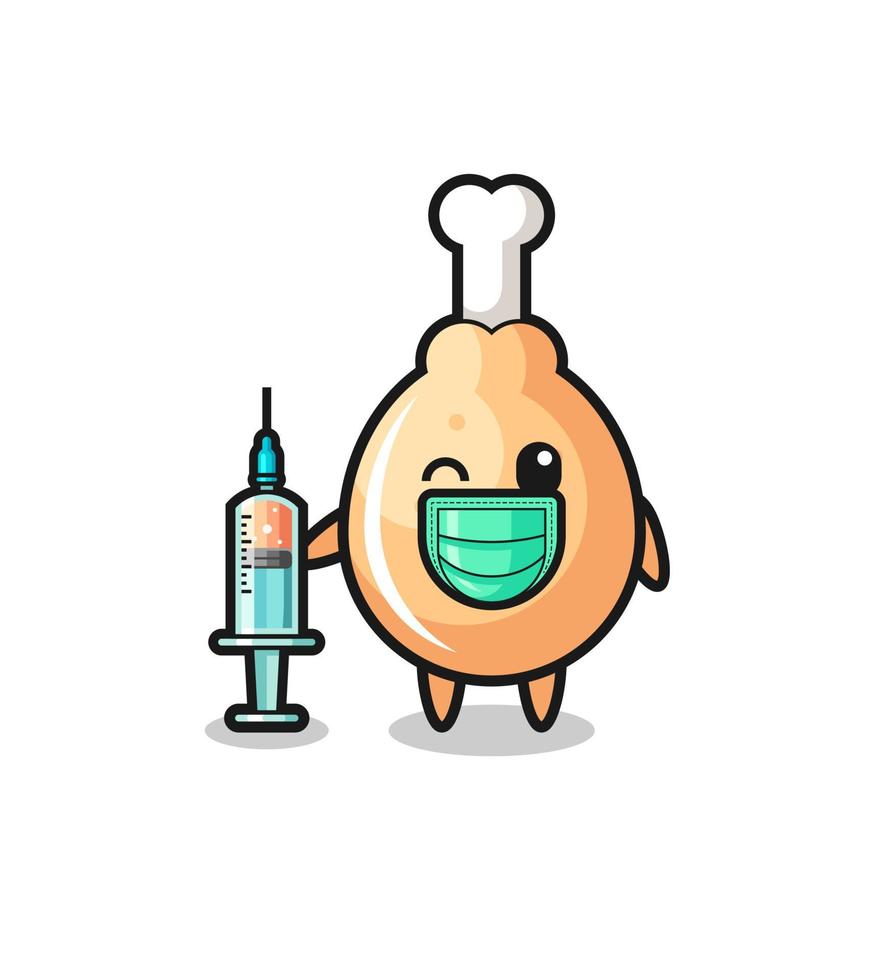 fried chicken mascot as vaccinator vector