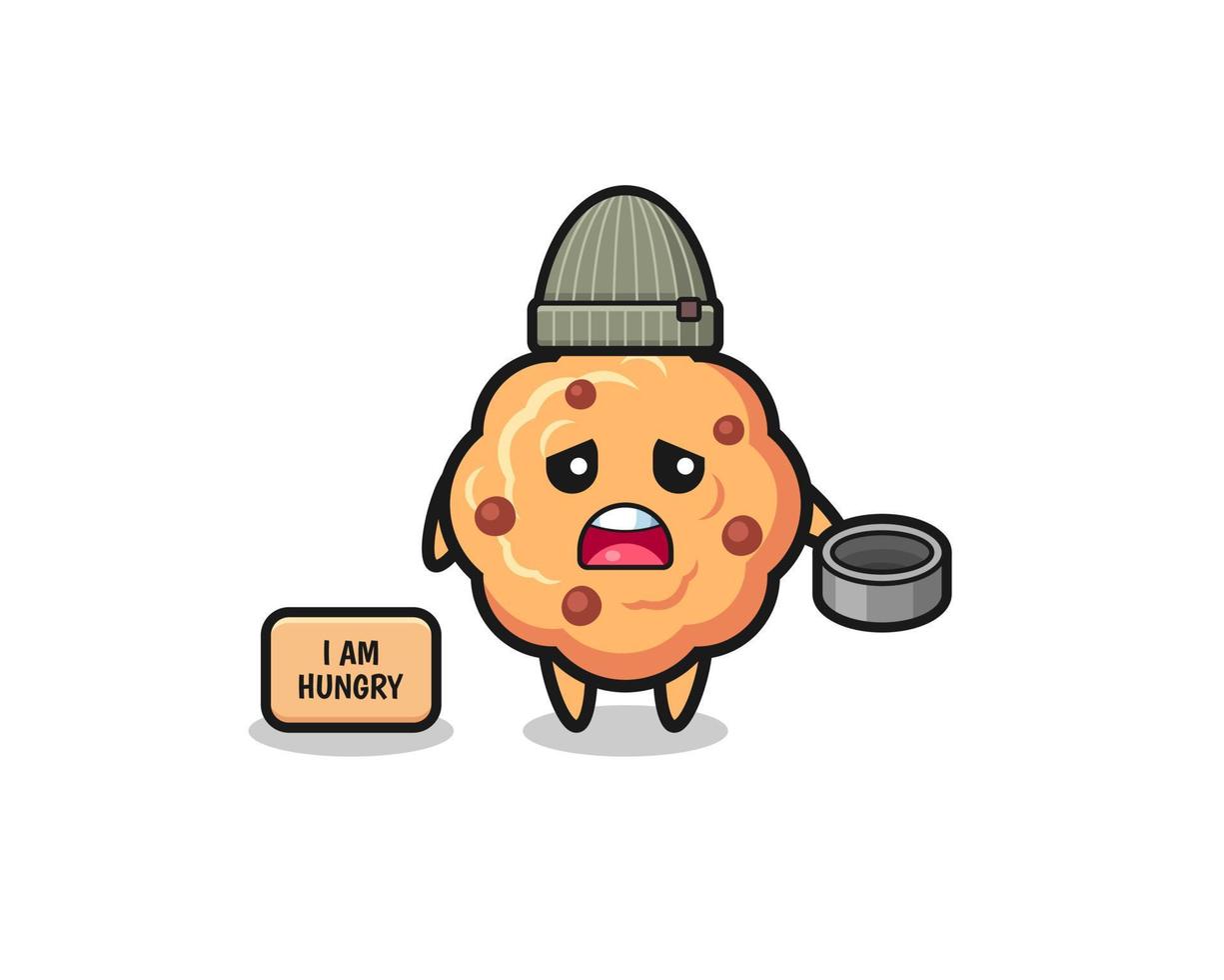 cute chocolate chip cookie beggar cartoon character vector