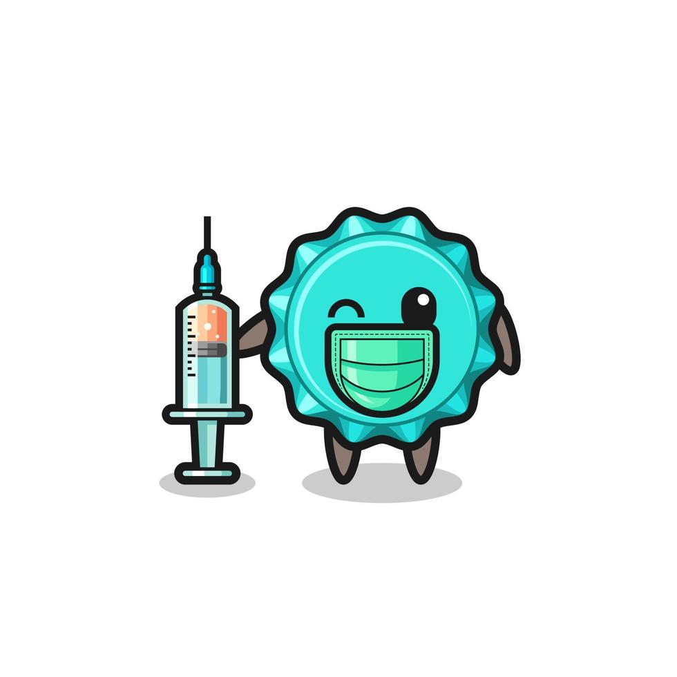 Mascota de tapa de botella como vacunador vector