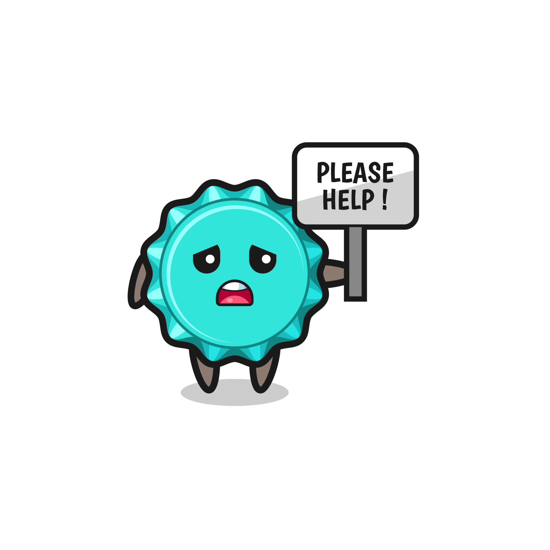 cute bottle cap hold the please help banner 4232929 Vector Art at Vecteezy