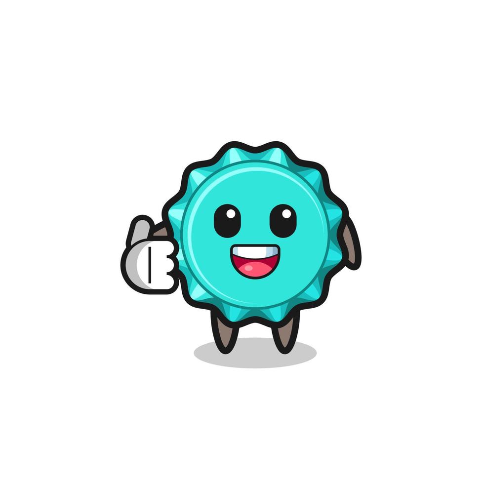 bottle cap mascot doing thumbs up gesture vector