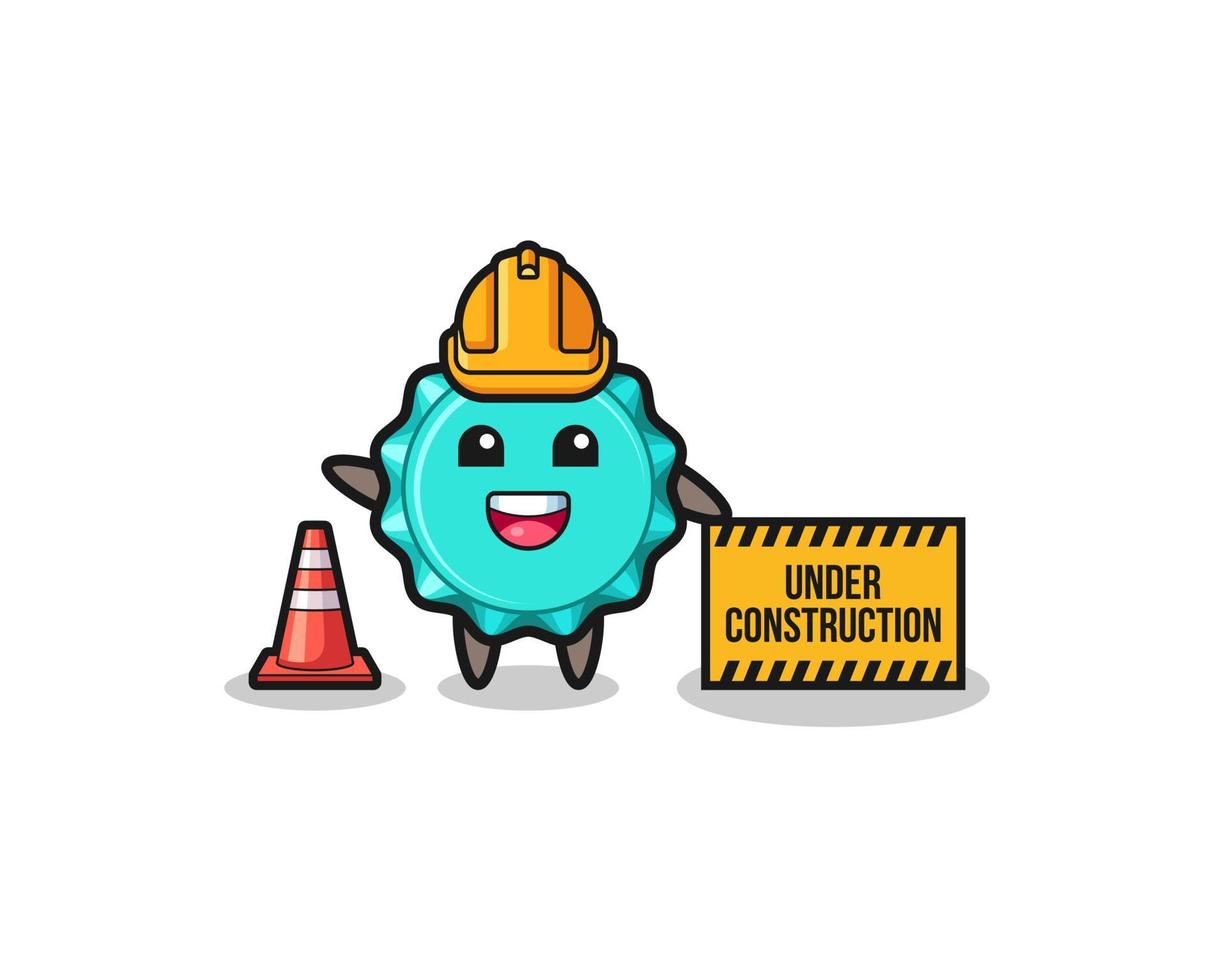 illustration of bottle cap with under construction banner vector