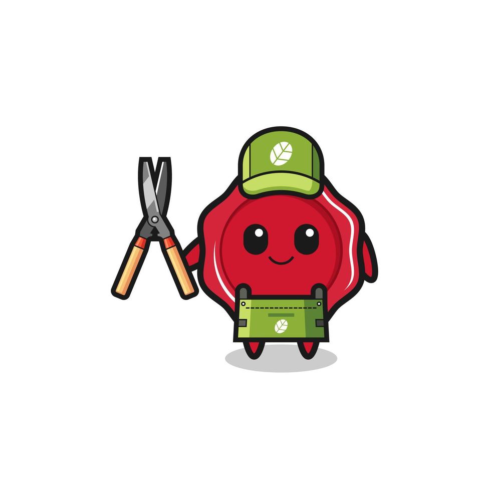 cute sealing wax as gardener mascot vector