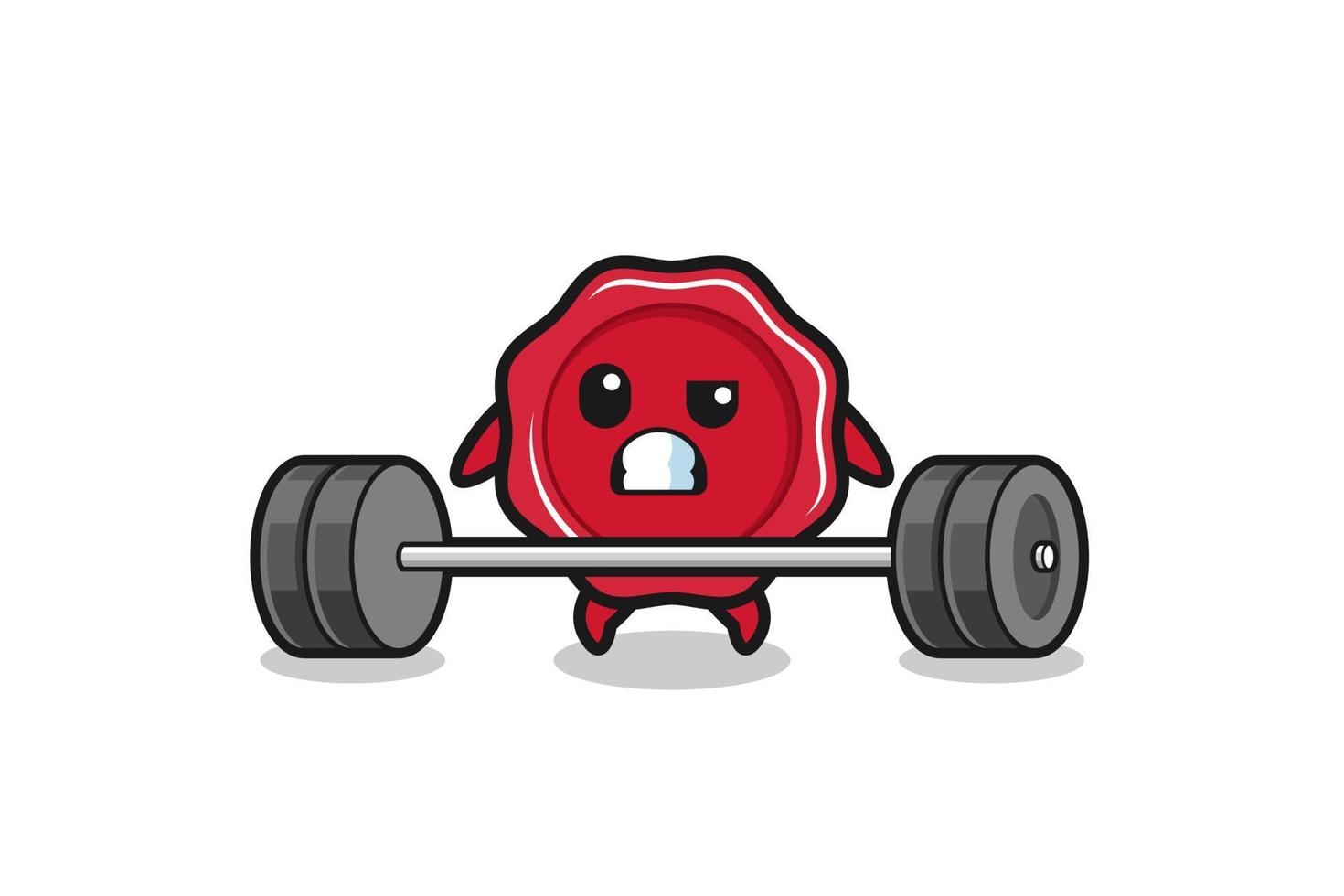 cartoon of sealing wax lifting a barbell vector