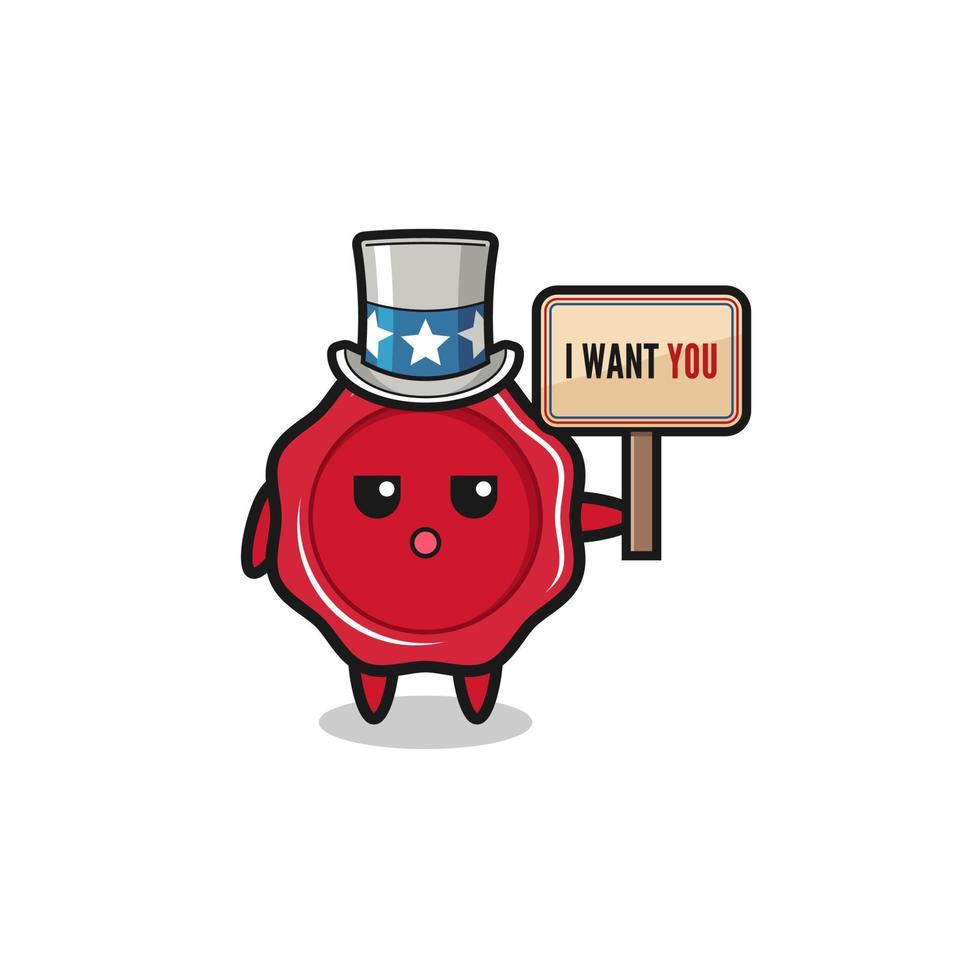 sealing wax cartoon as uncle Sam holding the banner I want you vector