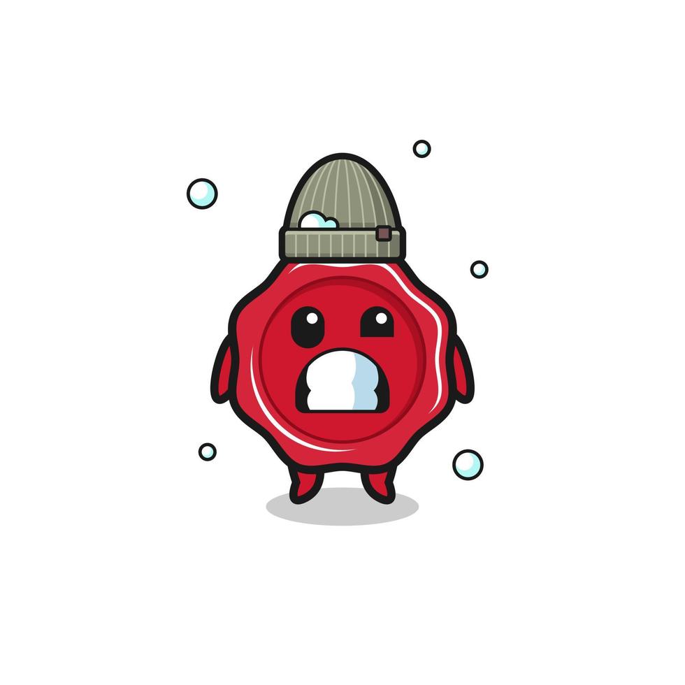 cute cartoon sealing wax with shivering expression vector