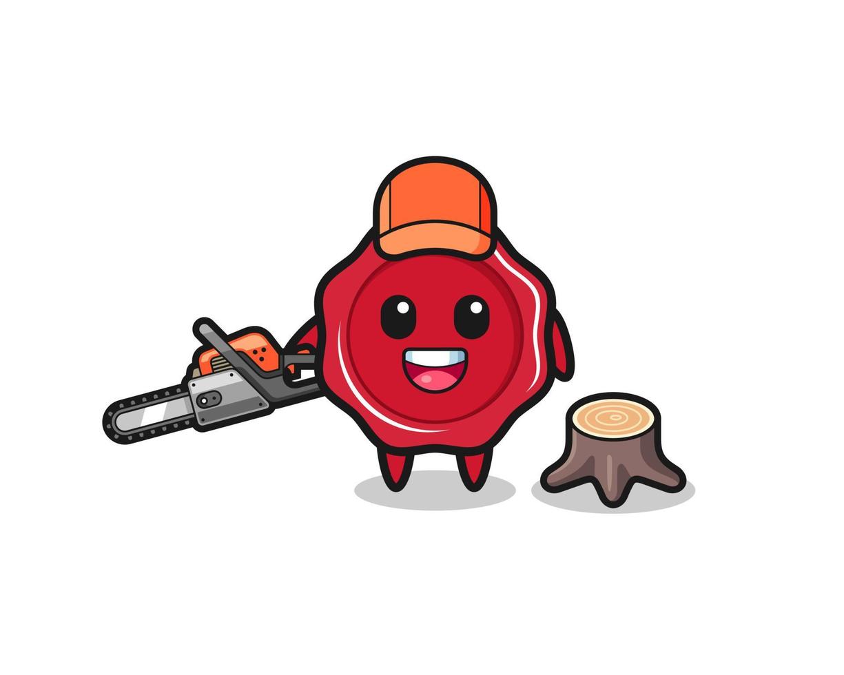 sealing wax lumberjack character holding a chainsaw vector