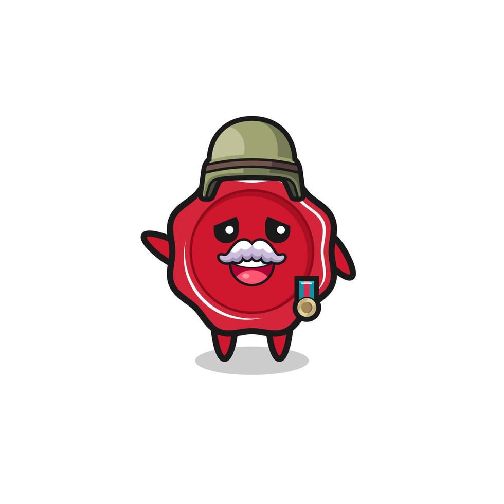 cute sealing wax as veteran cartoon vector