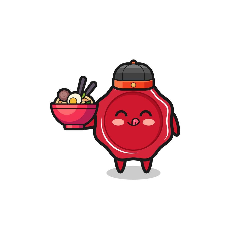 sealing wax as Chinese chef mascot holding a noodle bowl vector