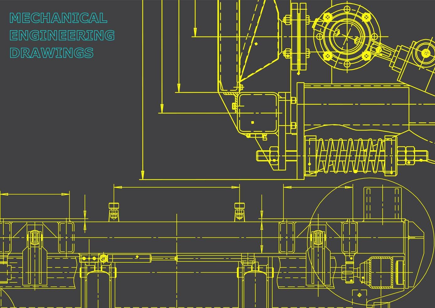 sistemas de diseño asistido por computadora. ilustraciones técnicas, fondos. dibujo de ingeniería mecánica. industria de construcción de maquinaria. dibujos de fabricación de instrumentos vector