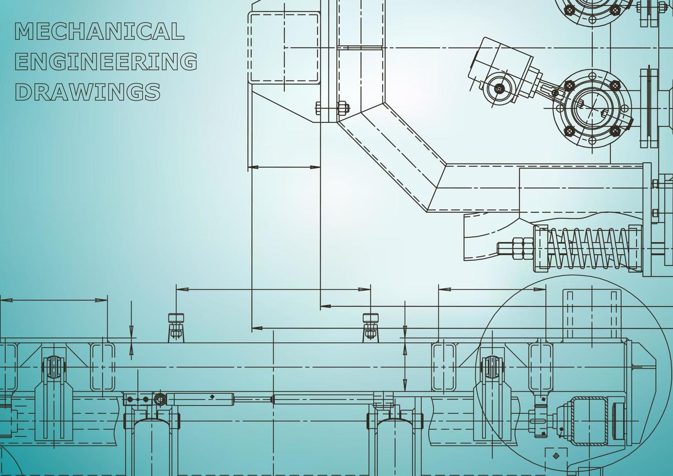 Blueprint. Vector engineering illustration. Cover, flyer, banner, background. Instrument-making drawings. Mechanical engineering drawing. Technical illustrations