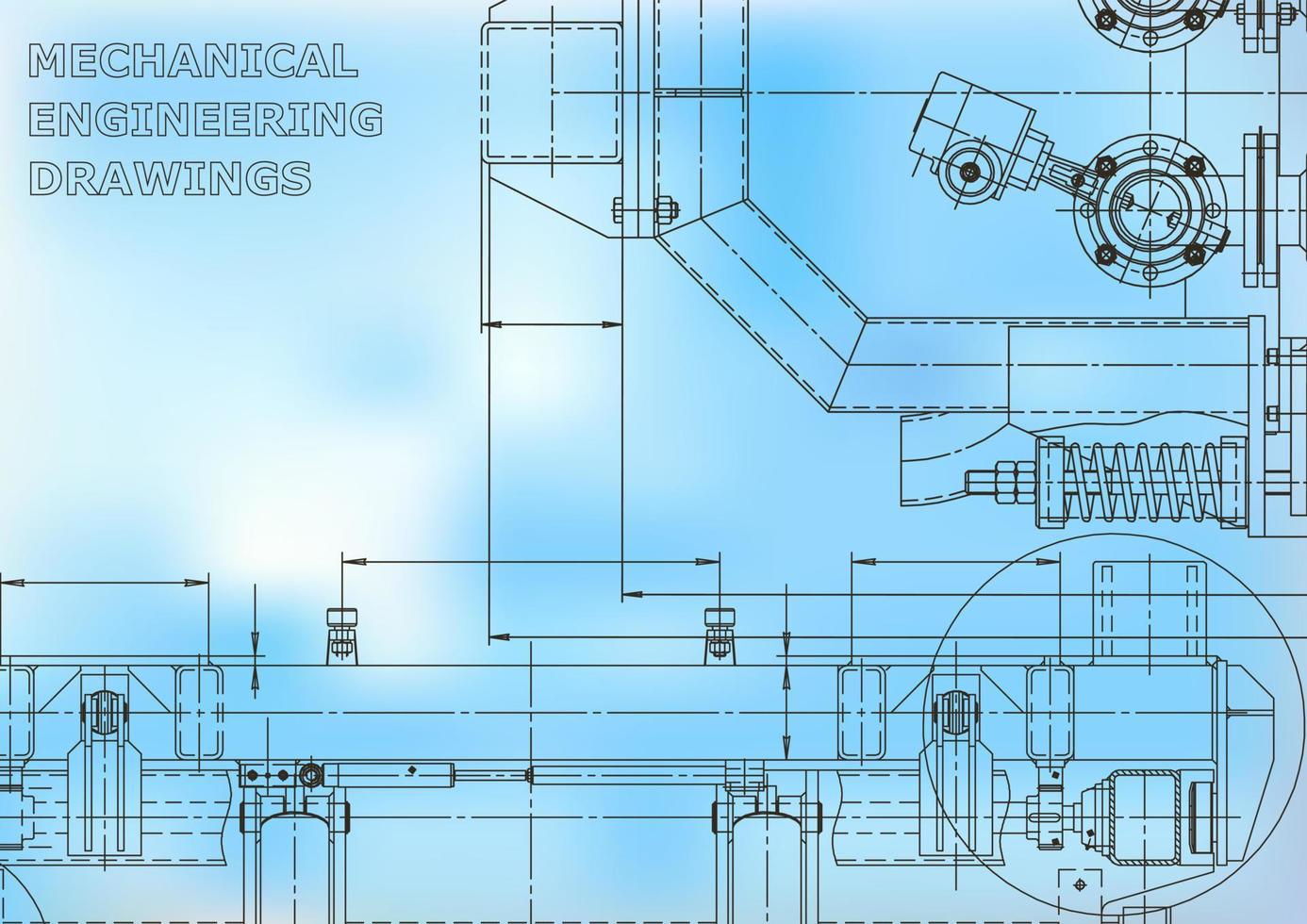Blueprint. Vector engineering illustration. Cover, flyer, banner, background. Instrument-making drawings. Mechanical engineering drawing. Technical illustrations