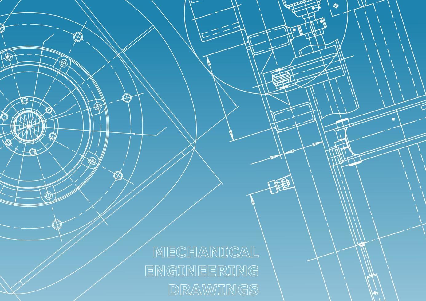Computer aided design systems. Technical illustrations, backgrounds. Mechanical engineering drawing. Machine-building industry. Instrument-making drawings vector