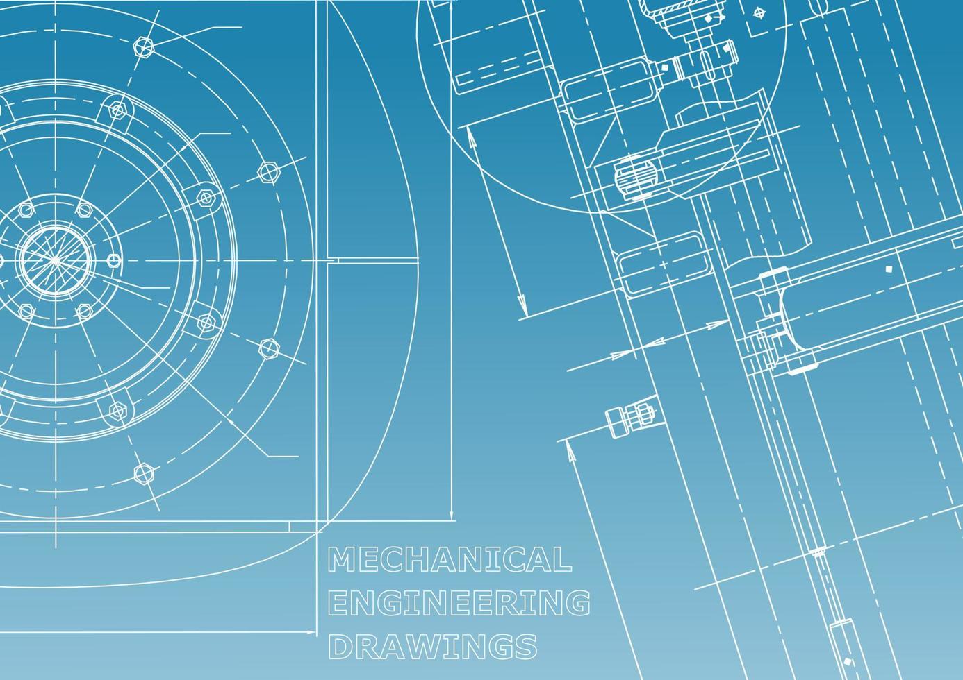 sistemas de diseño asistido por computadora. ilustraciones técnicas, fondos. dibujo de ingeniería mecánica. industria de construcción de maquinaria. dibujos de fabricación de instrumentos vector