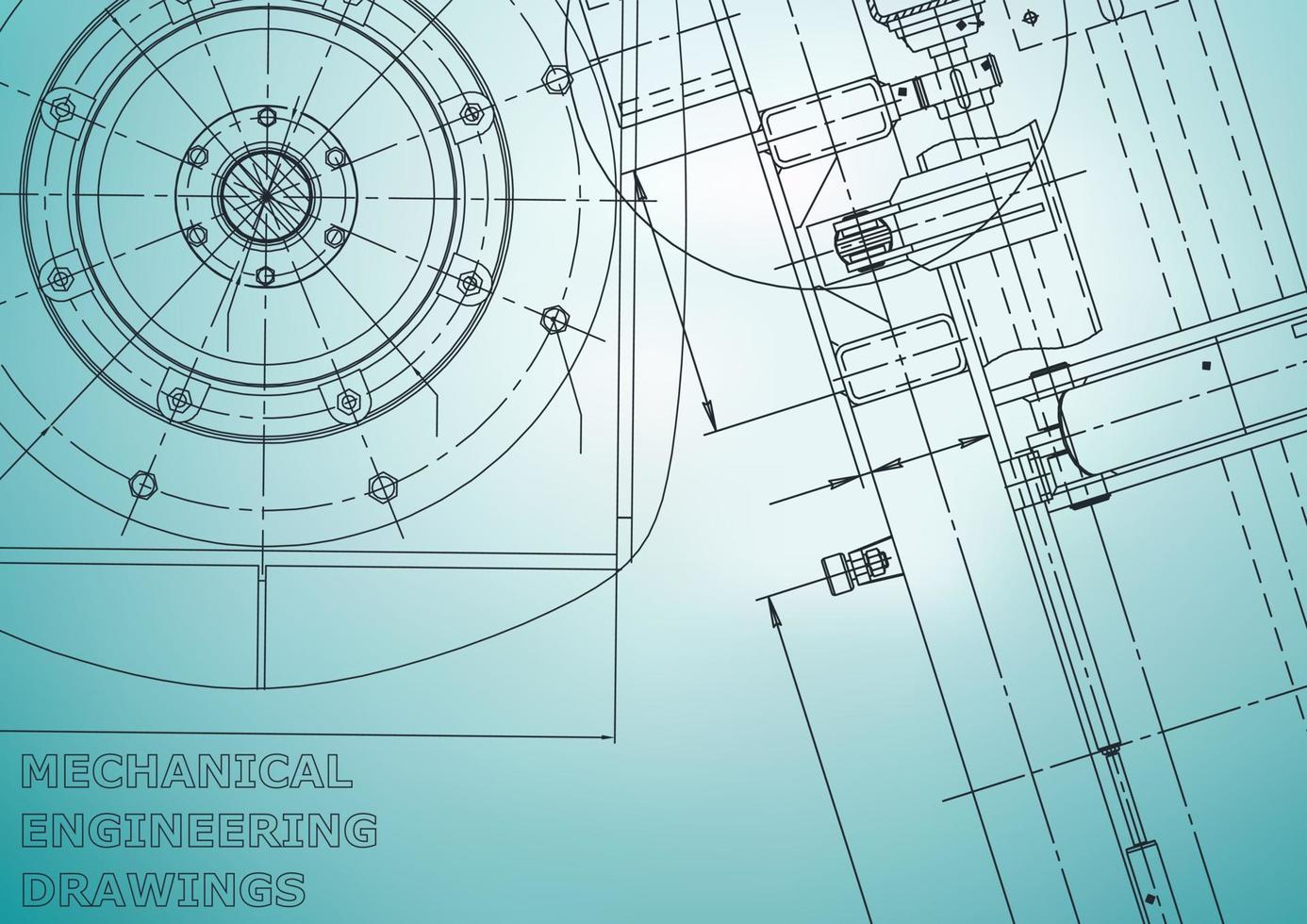 Blueprint. Vector engineering illustration. Cover, flyer, banner, background. Instrument-making drawings. Mechanical engineering drawing. Technical illustrations