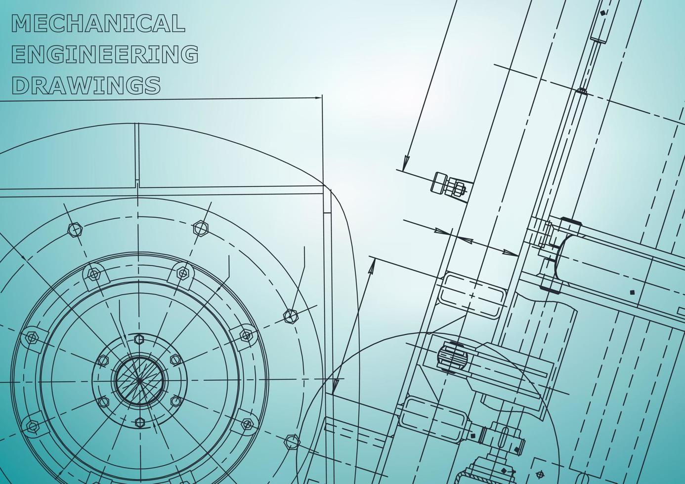 Blueprint. Vector engineering illustration. Cover, flyer, banner, background. Instrument-making drawings. Mechanical engineering drawing. Technical illustrations