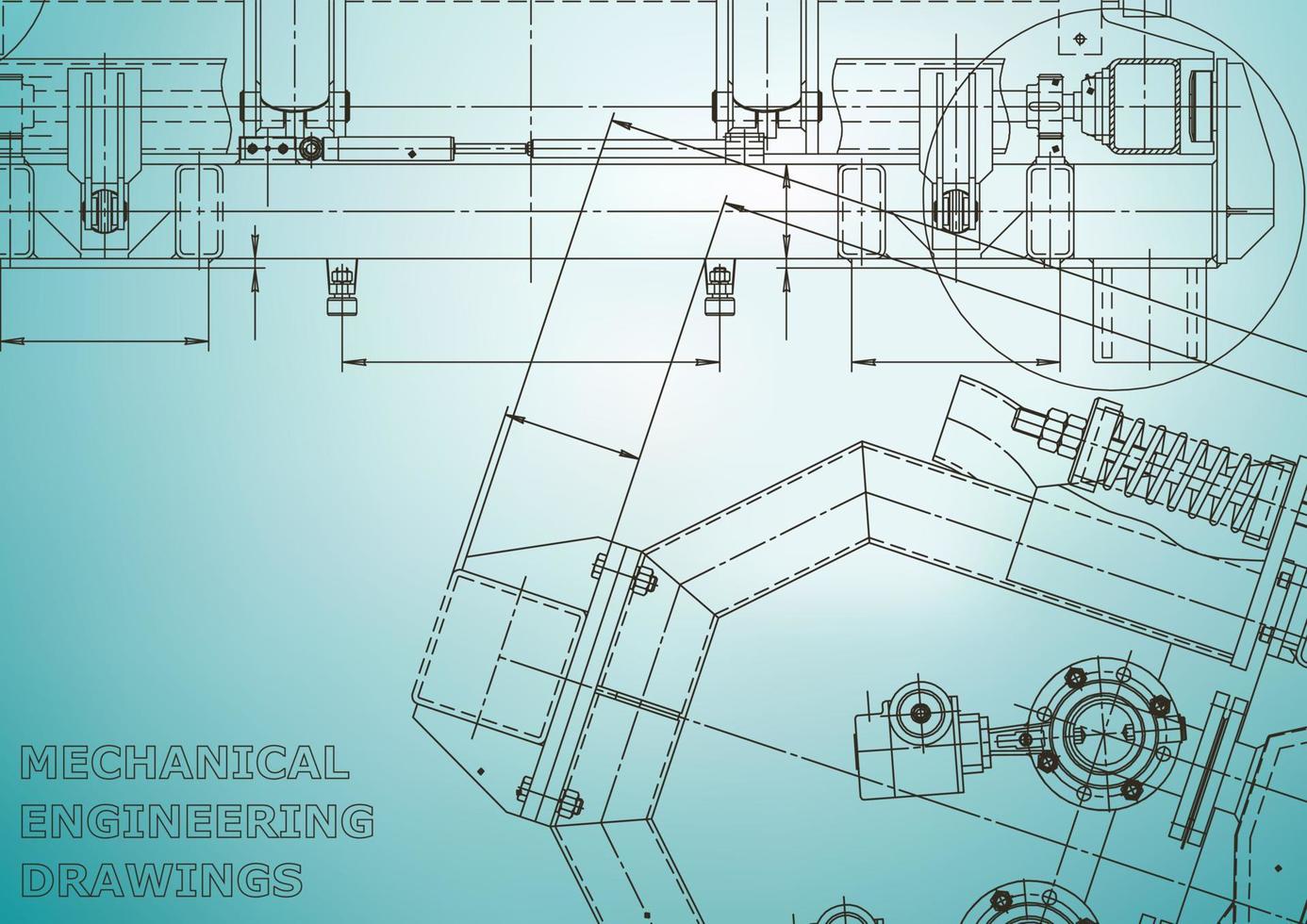 Blueprint. Vector engineering illustration. Cover, flyer, banner, background. Instrument-making drawings. Mechanical engineering drawing. Technical illustrations