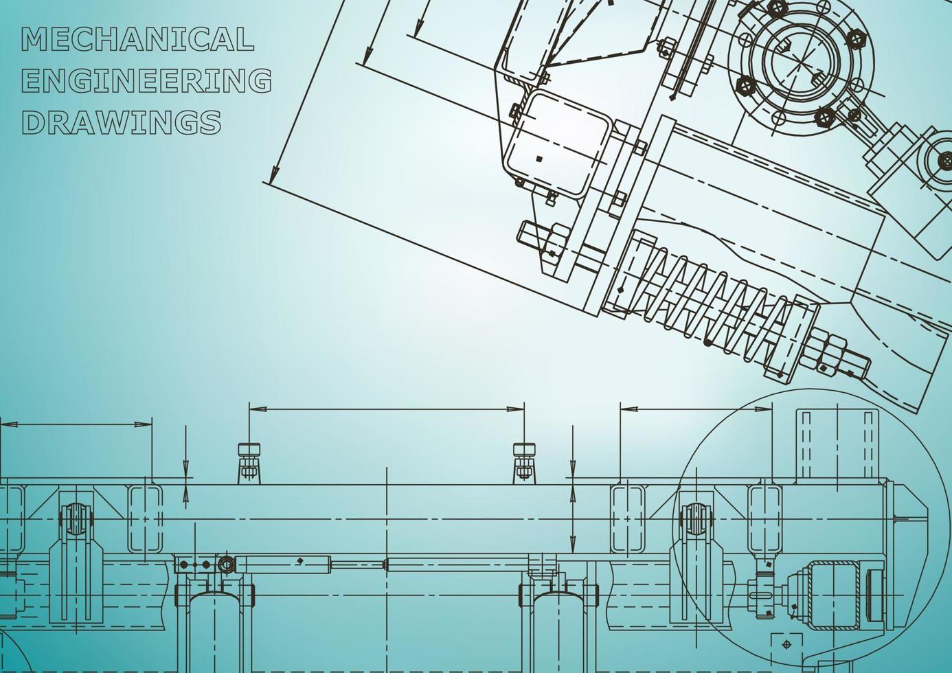 Blueprint. Vector engineering illustration. Cover, flyer, banner, background. Instrument-making drawings. Mechanical engineering drawing. Technical illustrations