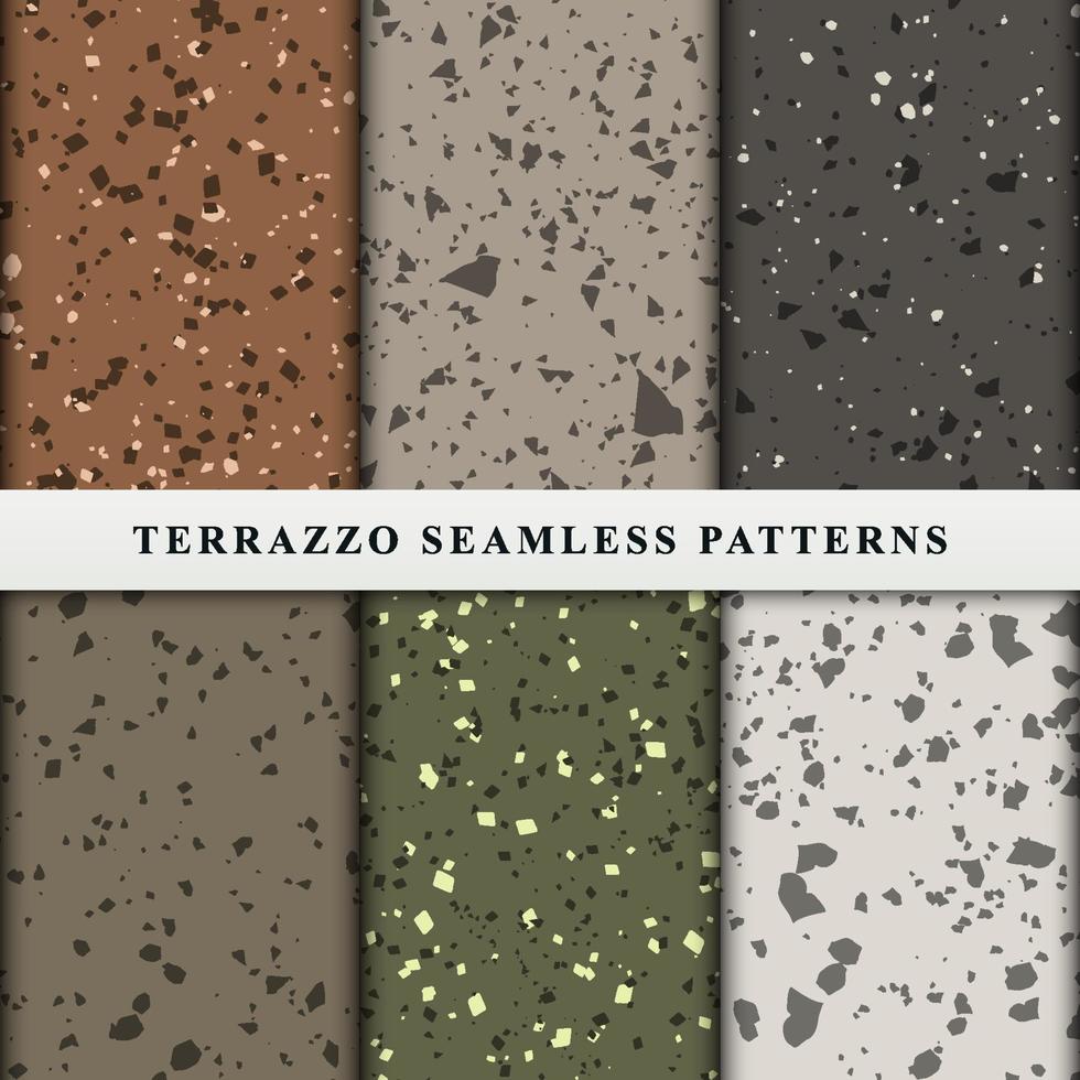 Set of terrazzo seamless patterns. Premium Vector