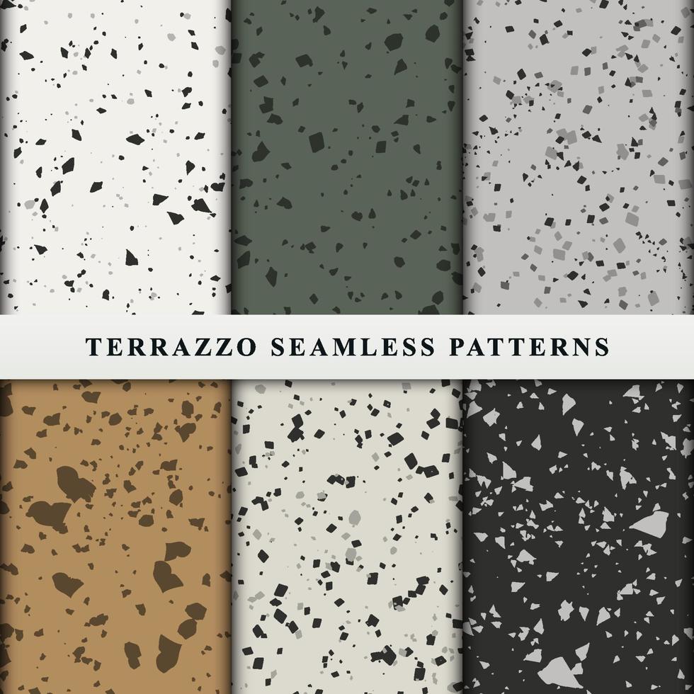 Set of terrazzo seamless patterns. Premium Vector