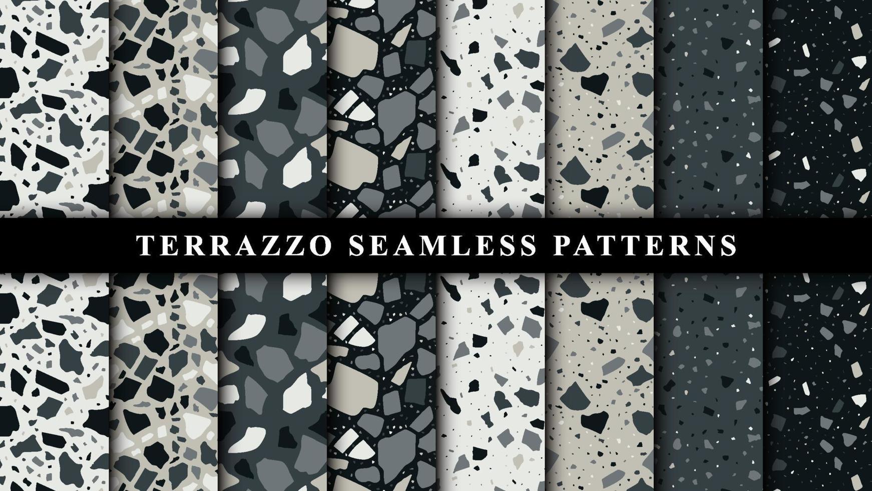 Set of terrazzo seamless patterns. Terrazzo floor pattern. Terrazzo seamless pattern. Collection of terrazzo pattern vector