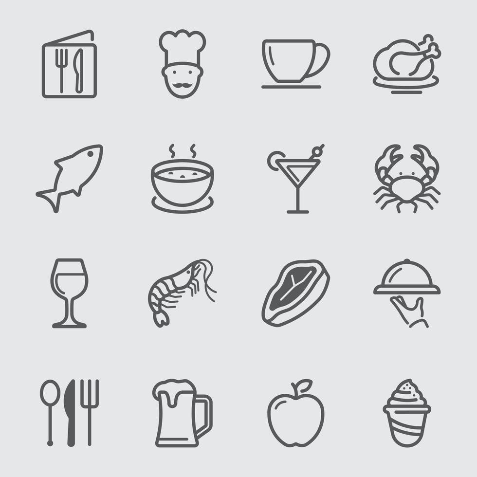 Restaurant line icons vector