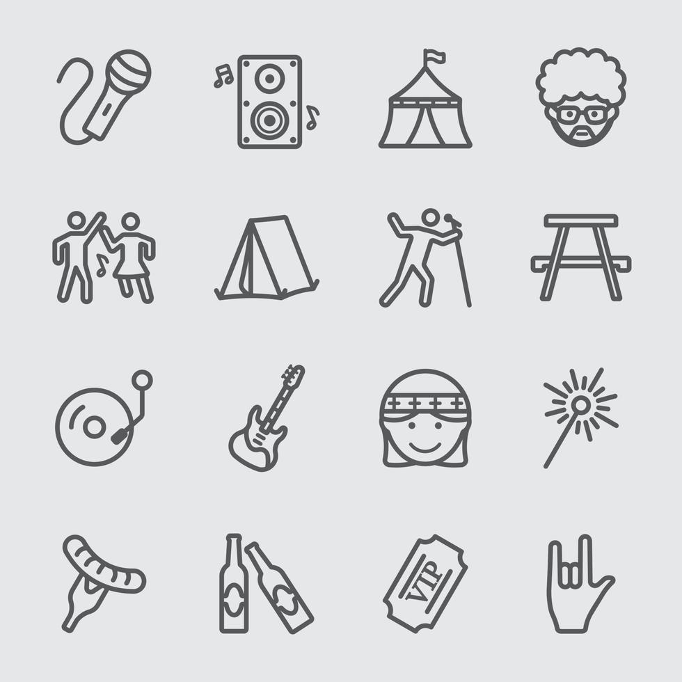 iconos de línea de festival vector