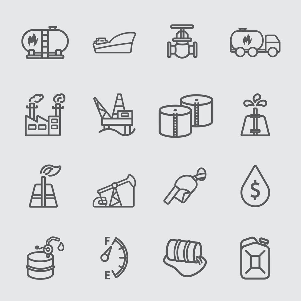 iconos de línea de la industria petrolera vector