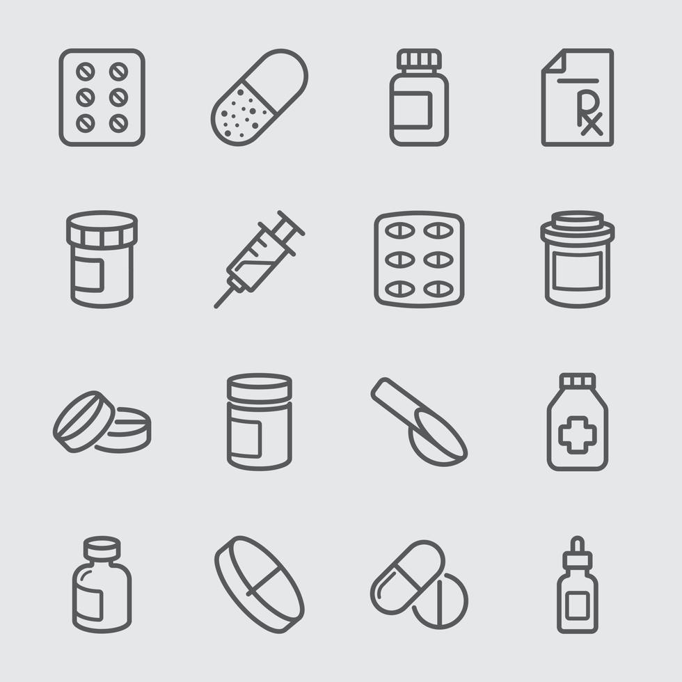iconos de línea farmacéutica vector