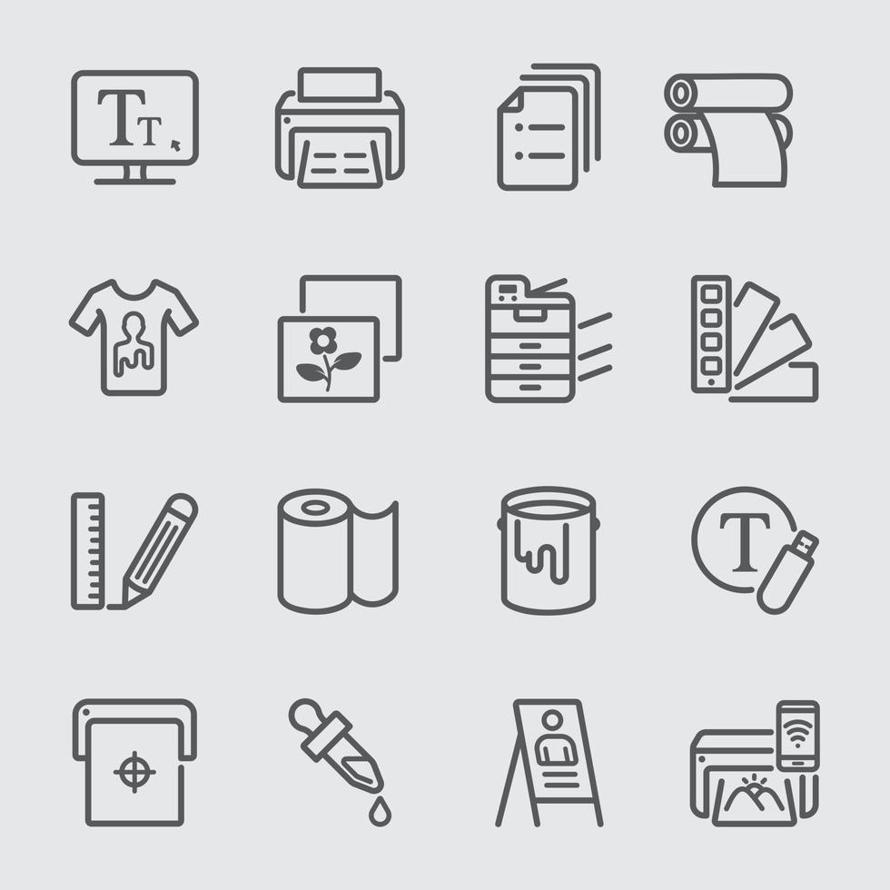 Print line icons vector