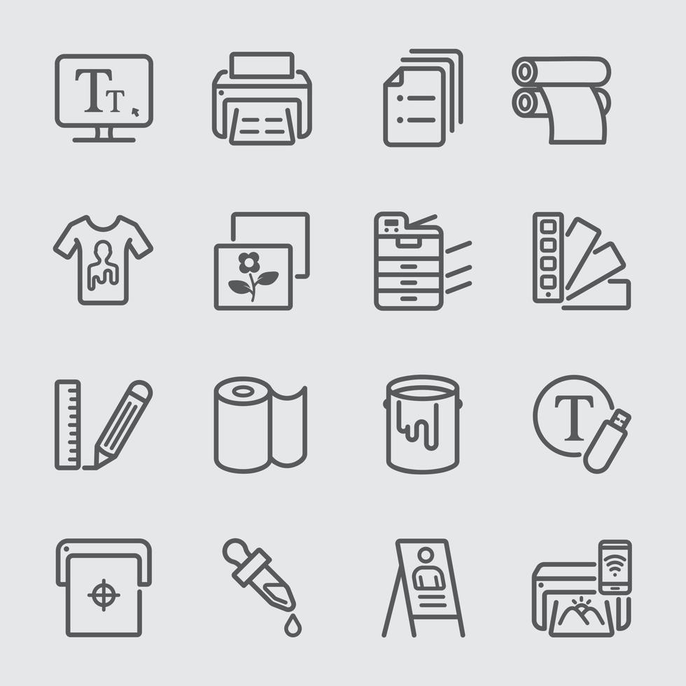 iconos de línea de impresión vector