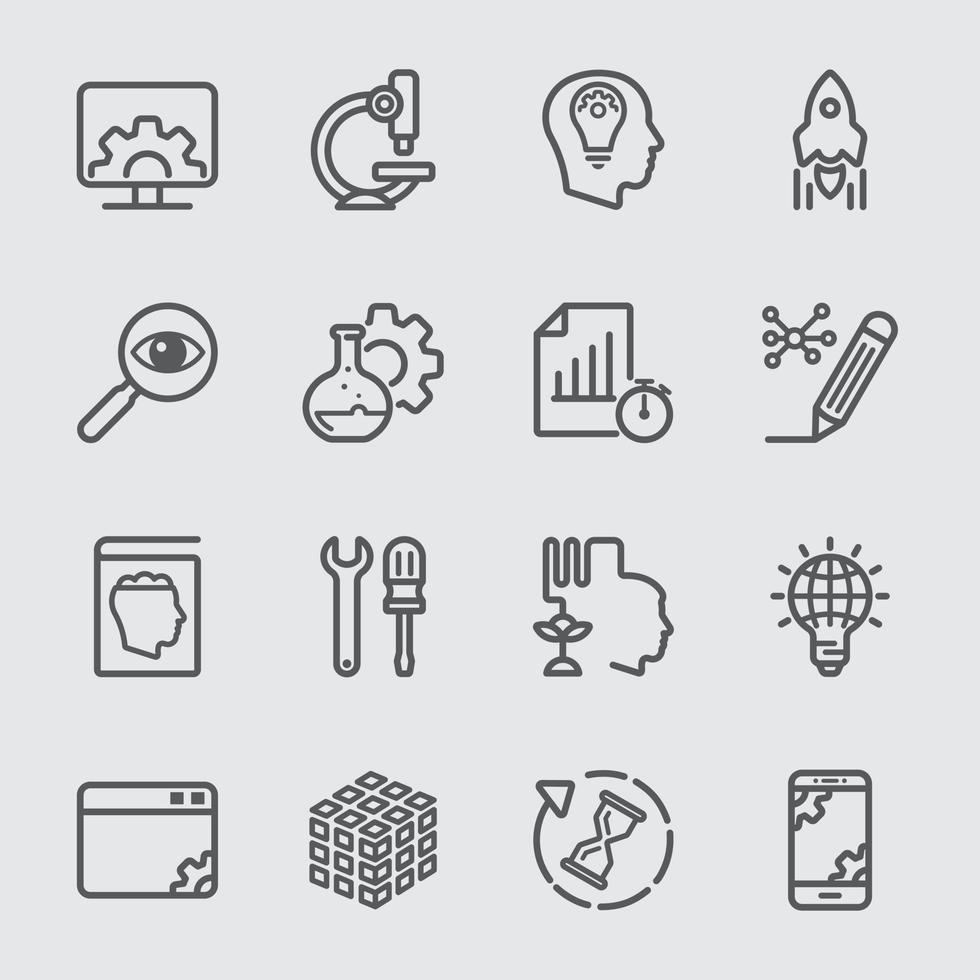 Research and Development line icons vector