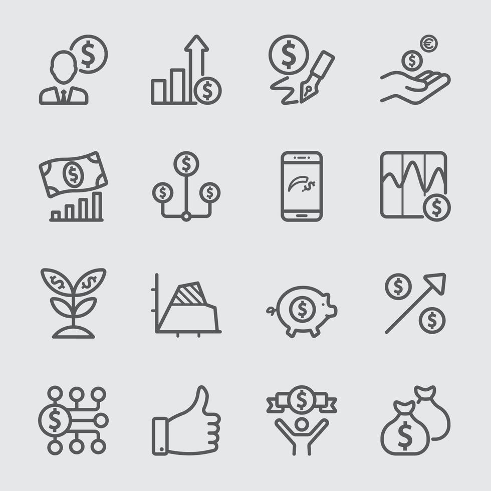 Business profit line icons vector