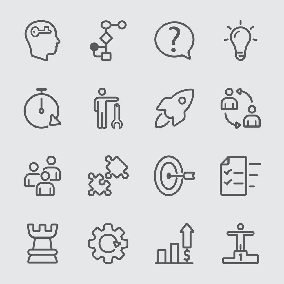 Business solution line icons vector