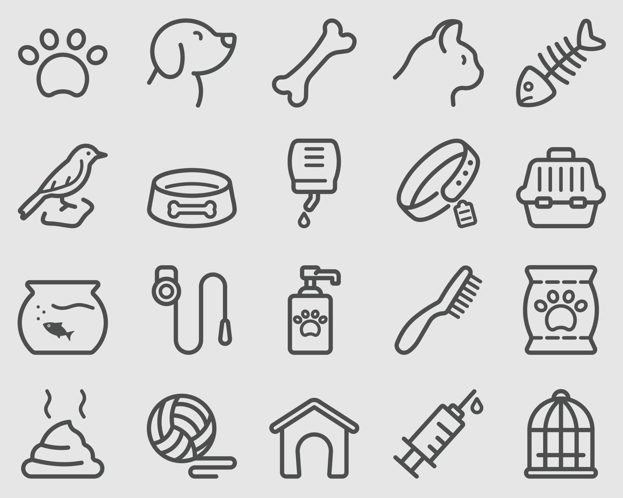 Pet line icons vector