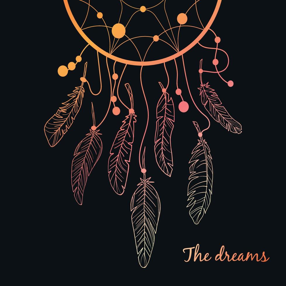 Vector dream catcher with feathers.