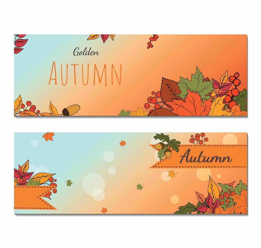 un conjunto de banners publicitarios para el otoño. ilustración vectorial. vector