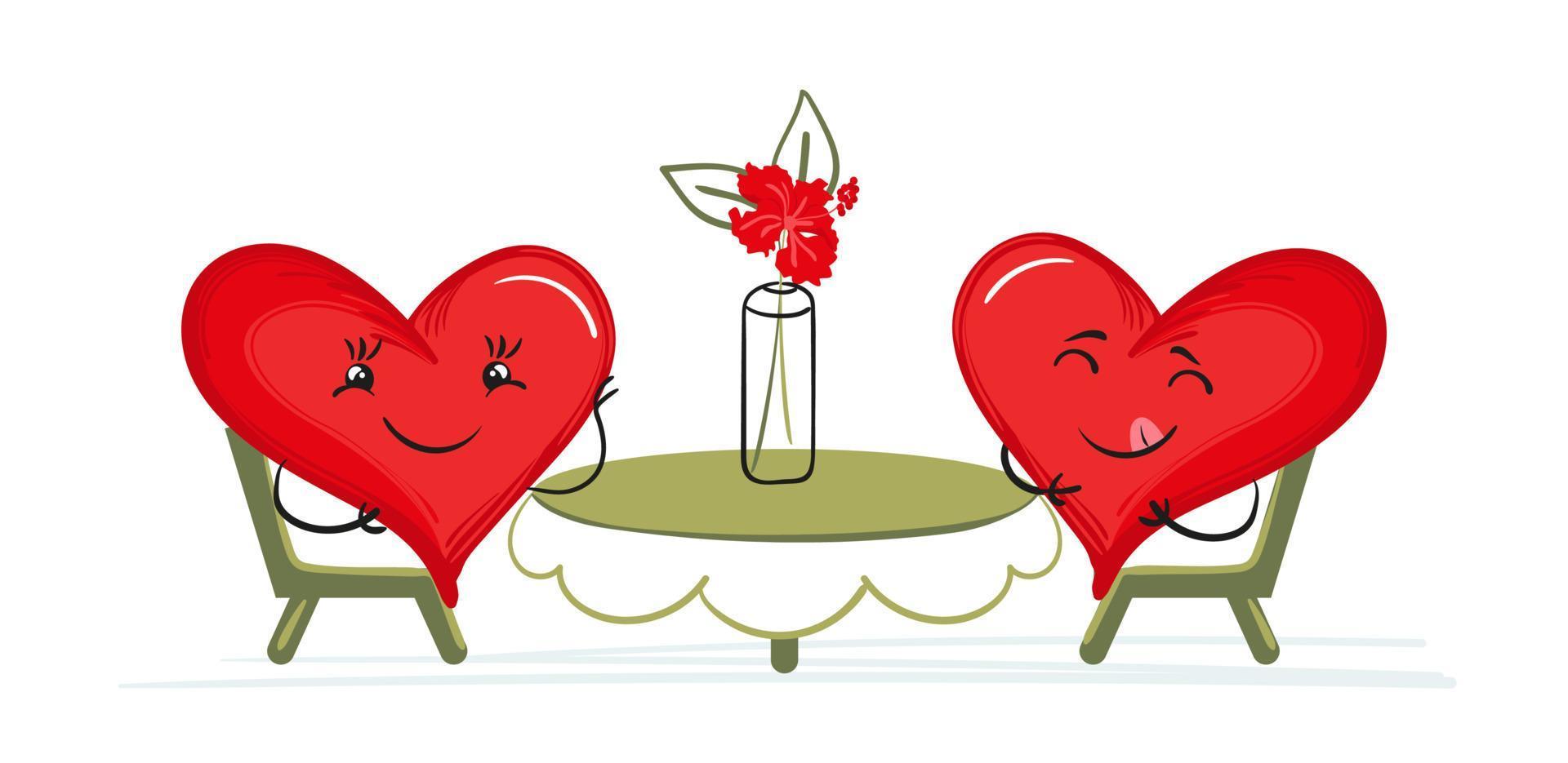 Cute cartoon heart characters at the table on a date. Isolated vector illustration for Valentine's day greeting card or decoration 4233344 Vector Art at Vecteezy Cute cartoon heart characters at the table on a date. Isolated vector illustration for Valentine's day greeting card or decoration 4233344 Vector Art at Vecteezy