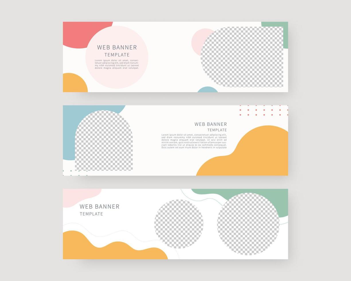 Web banner template set. Collection of horizontal banners design. Vector illustration.