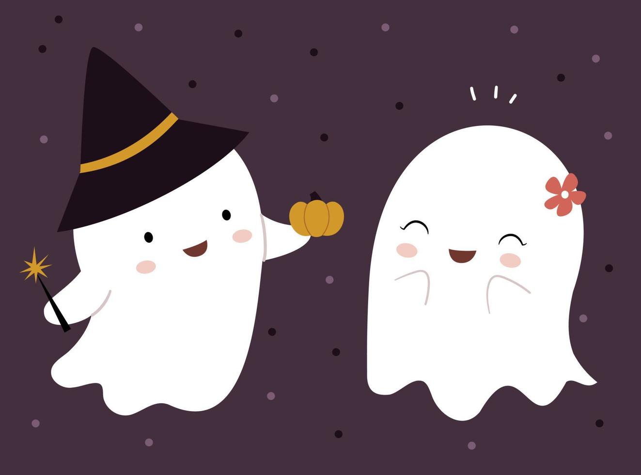 Two lovers ghosts. Cute card for Halloween. vector