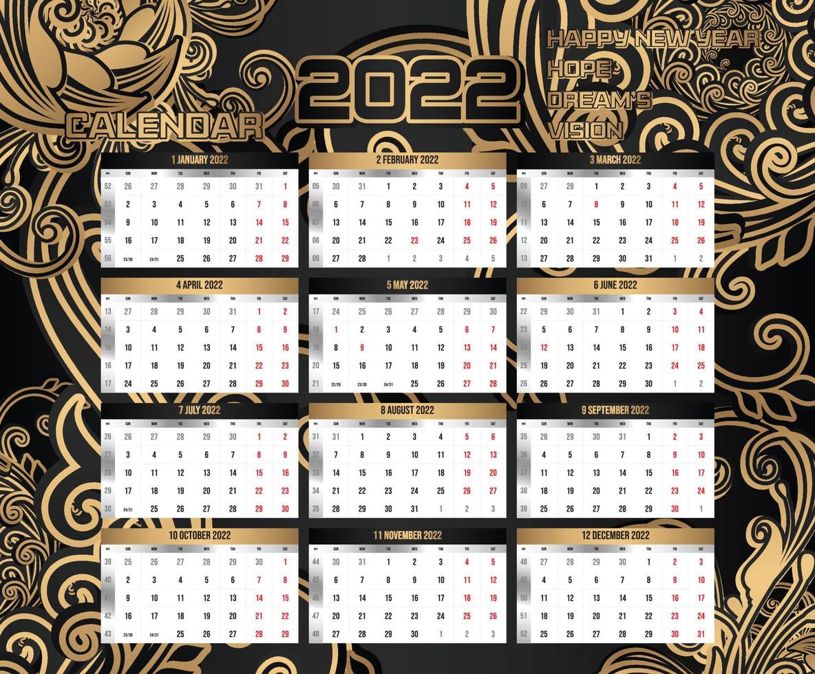 Aesthetic calendar 2022 design vector