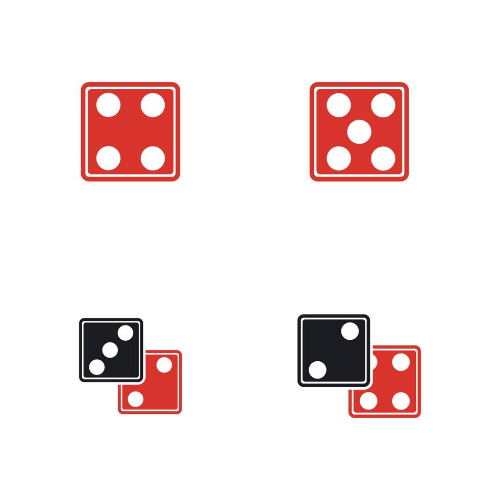 Dices sign icon. Casino game symbol. Flat dice icon. Round button with flat game icon Vector