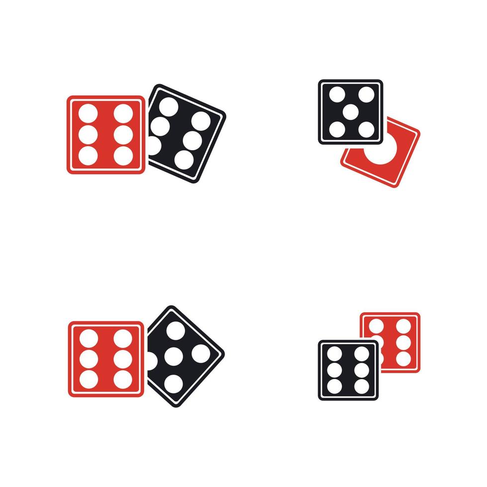 Dices sign icon. Casino game symbol. Flat dice icon. Round button with flat game icon Vector