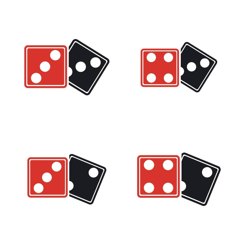 Dices sign icon. Casino game symbol. Flat dice icon. Round button with flat game icon Vector