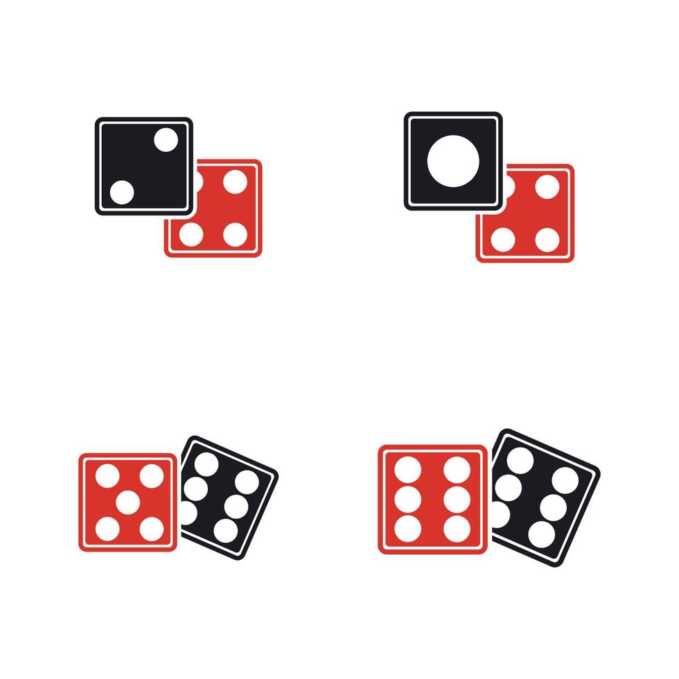 Dices sign icon. Casino game symbol. Flat dice icon. Round button with flat game icon Vector