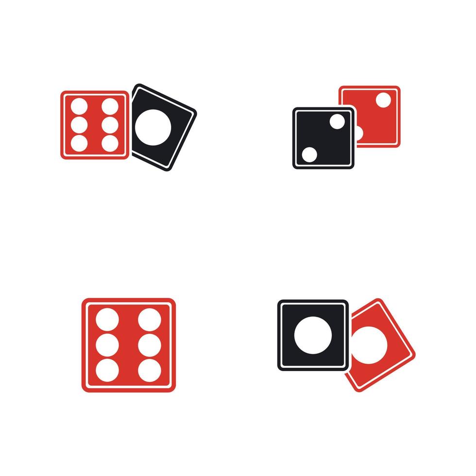 Dices sign icon. Casino game symbol. Flat dice icon. Round button with flat game icon Vector