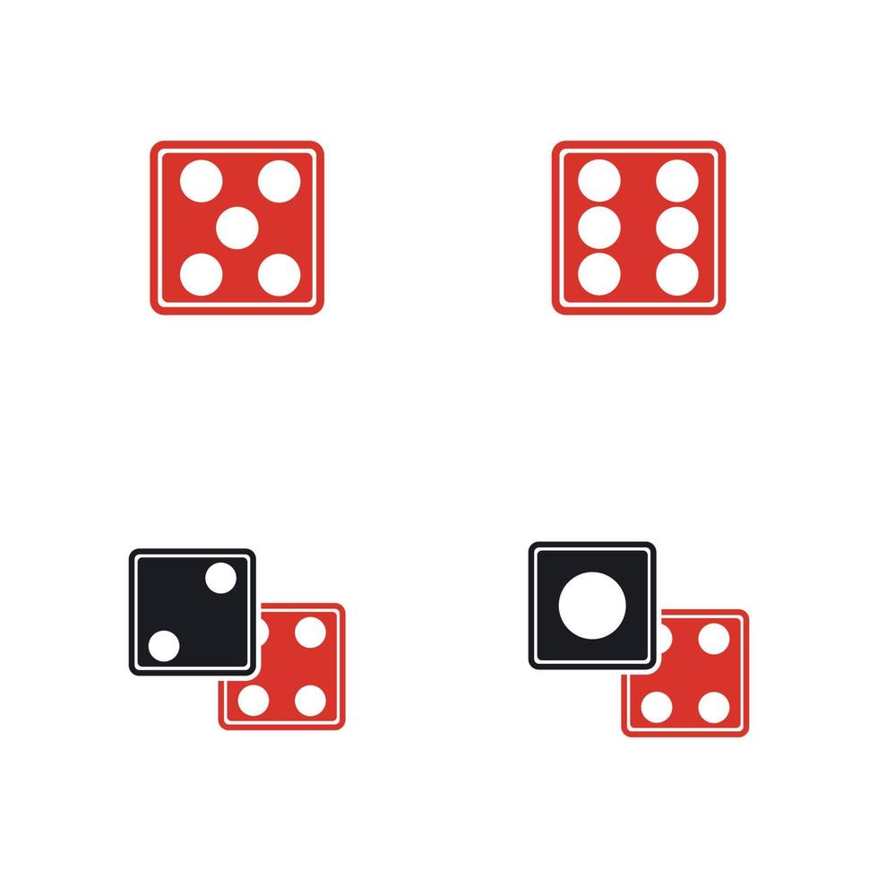 Dices sign icon. Casino game symbol. Flat dice icon. Round button with flat game icon Vector