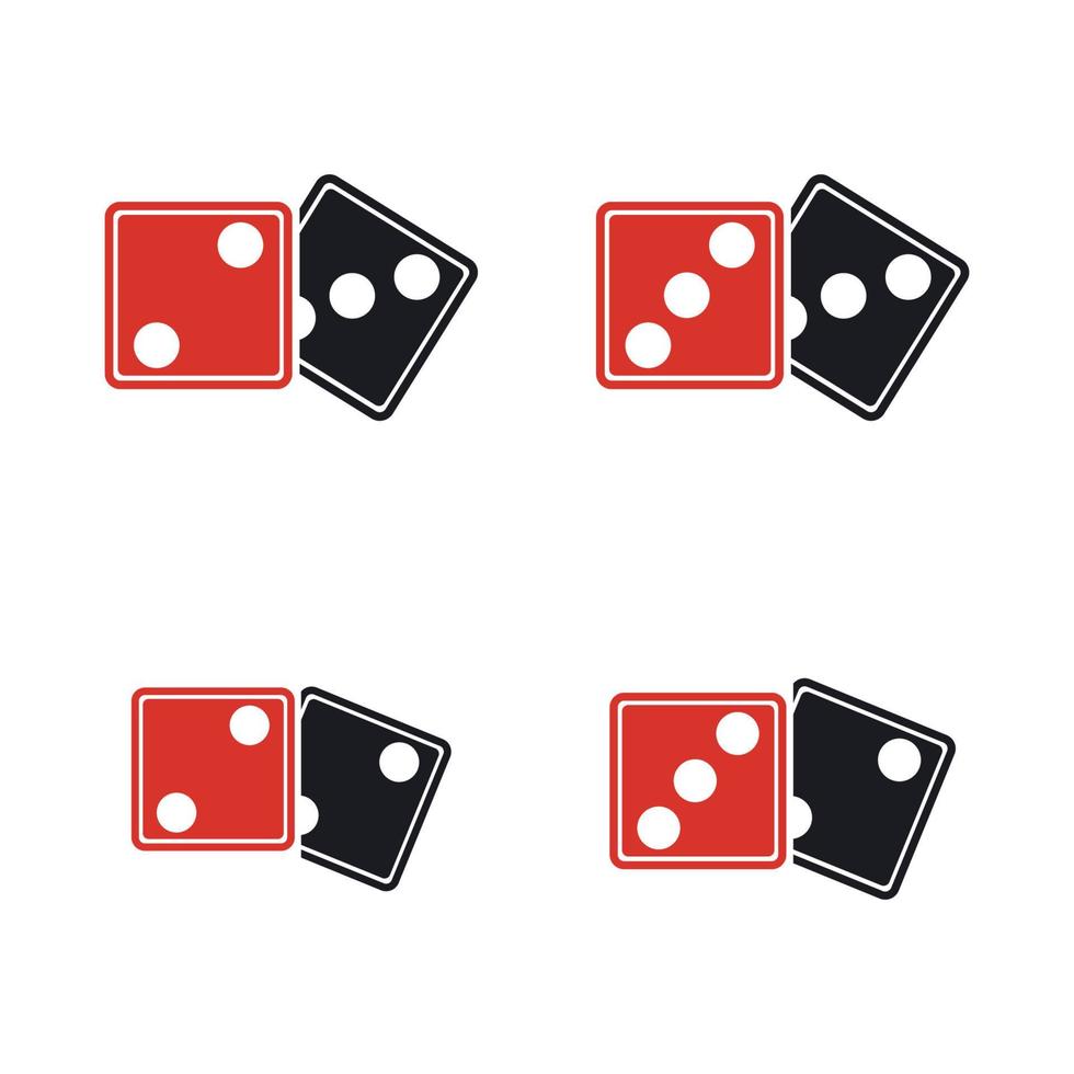 Dices sign icon. Casino game symbol. Flat dice icon. Round button with flat game icon Vector