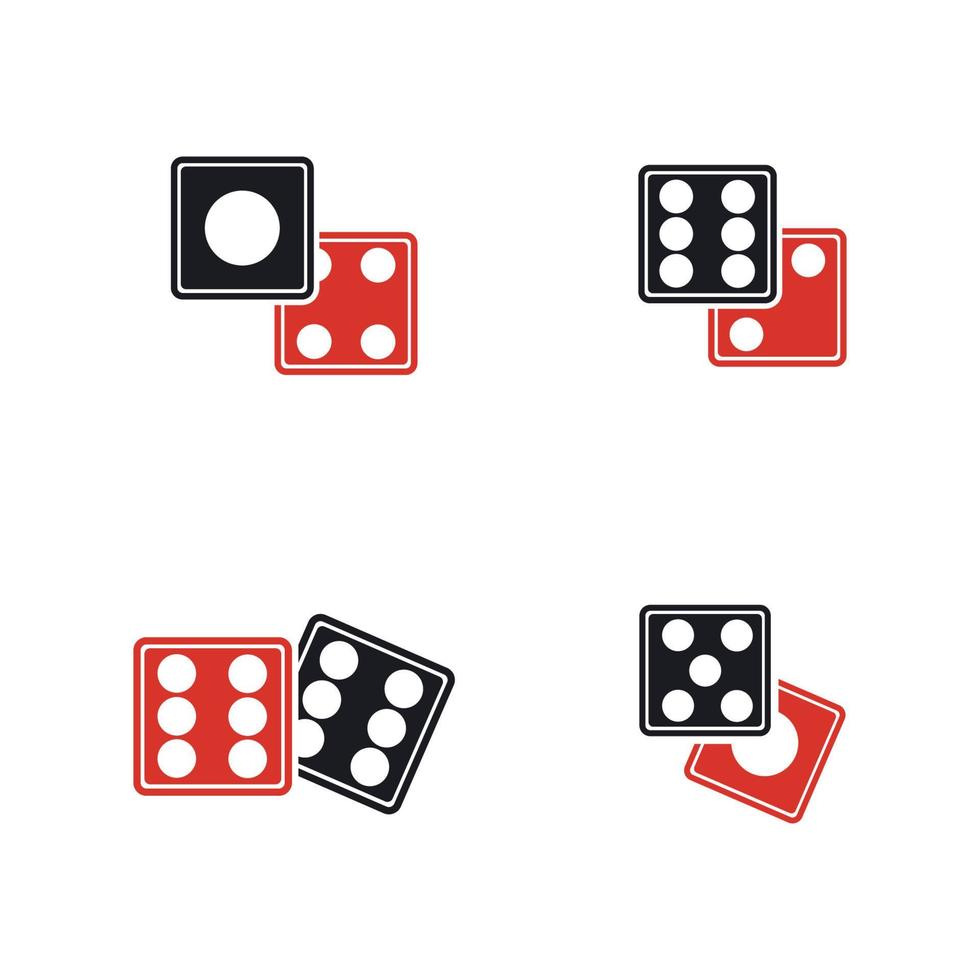 Dices sign icon. Casino game symbol. Flat dice icon. Round button with flat game icon Vector